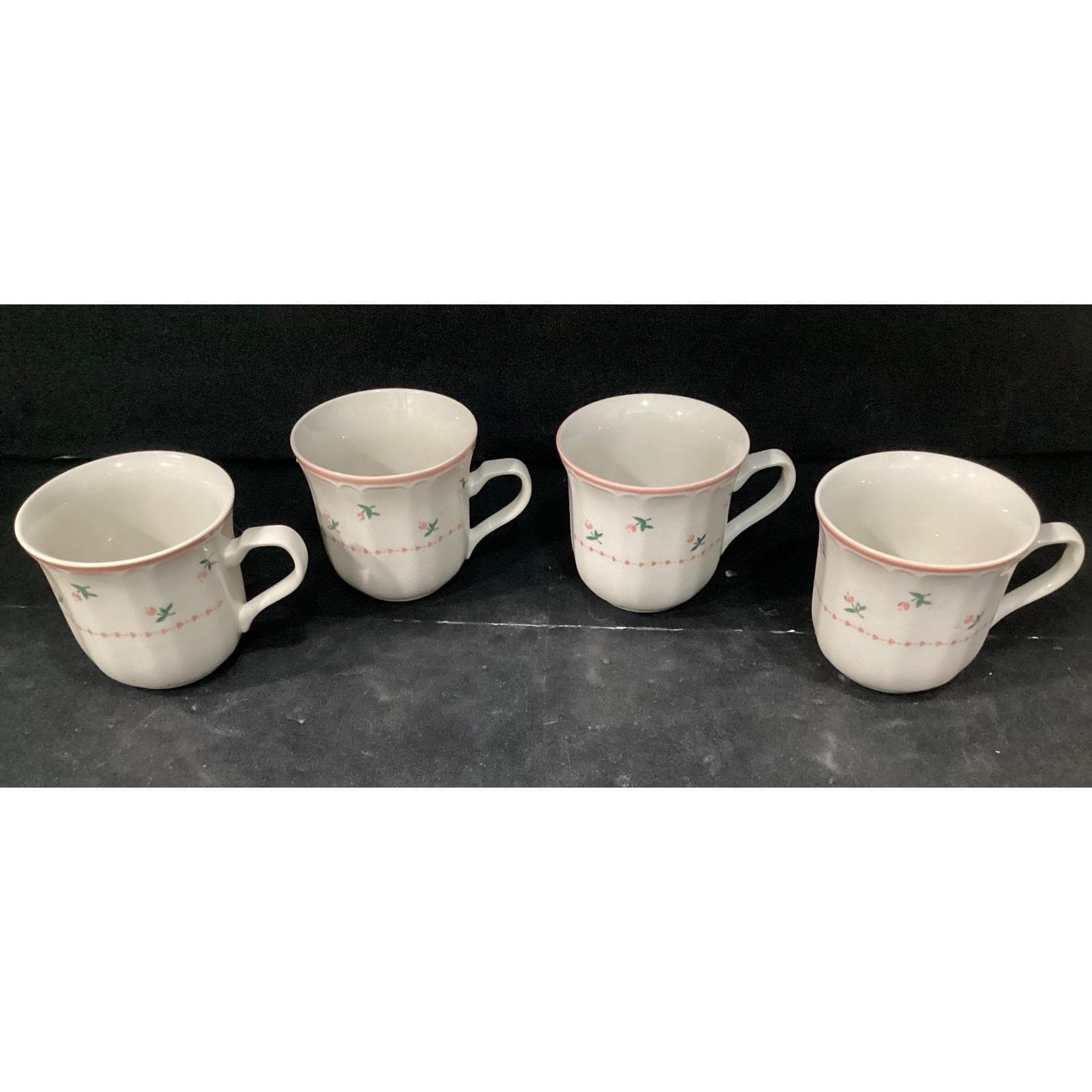 Sango Mystique Peach Coffee Cups #287, Set of 4, Vtg Stoneware Mugs, Drinkware - Thumbnail 6