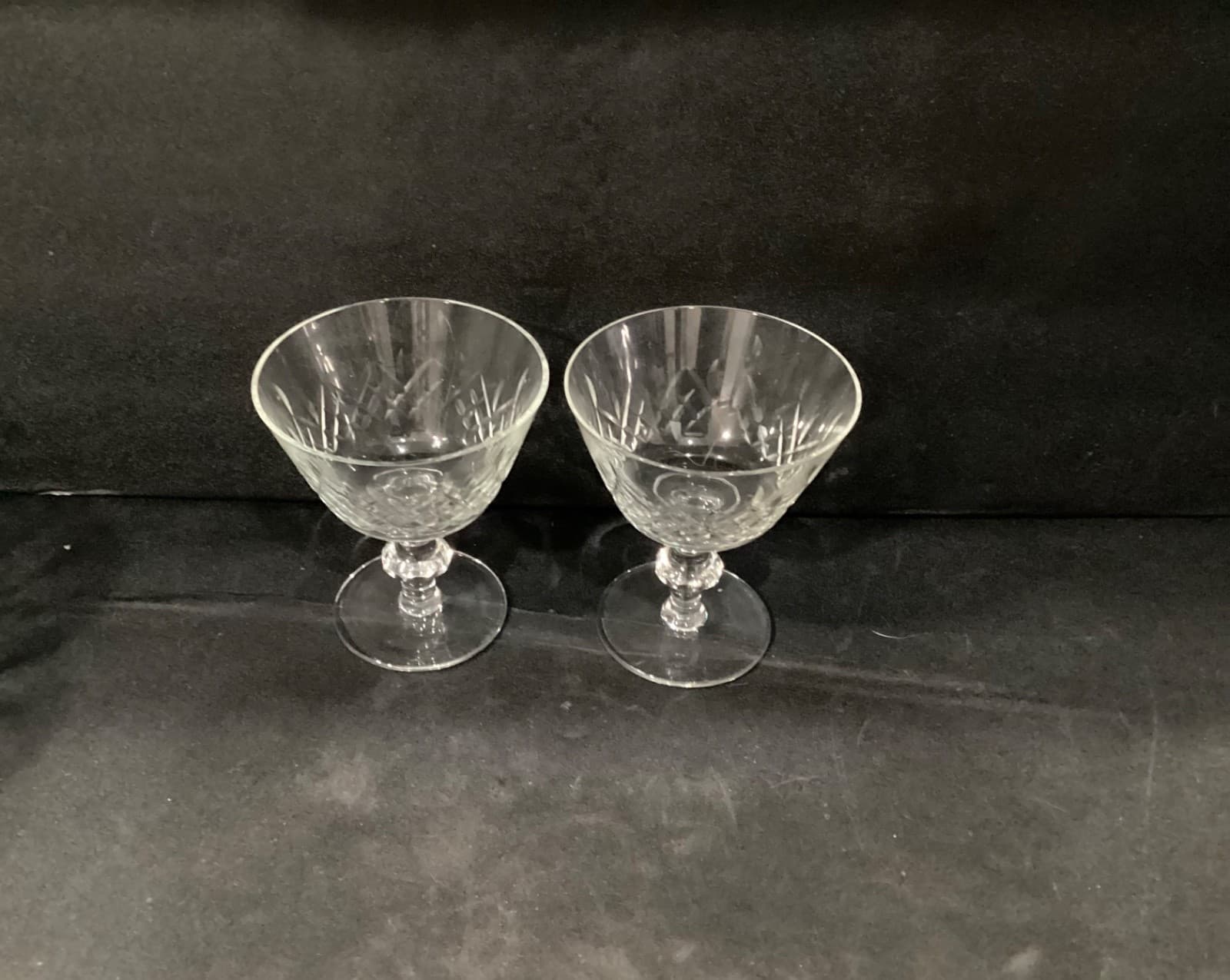 Edinburgh Crystal Criss-Cross Cut Cordial Sherbet Dessert Glasses Set Of 2 - Thumbnail 2