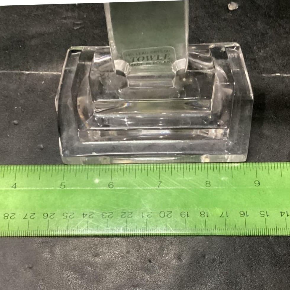 Towle 24% Lead Crystal Cross, Vintage Frosted Angel, Heavy Pedestal Glassware - Thumbnail 11