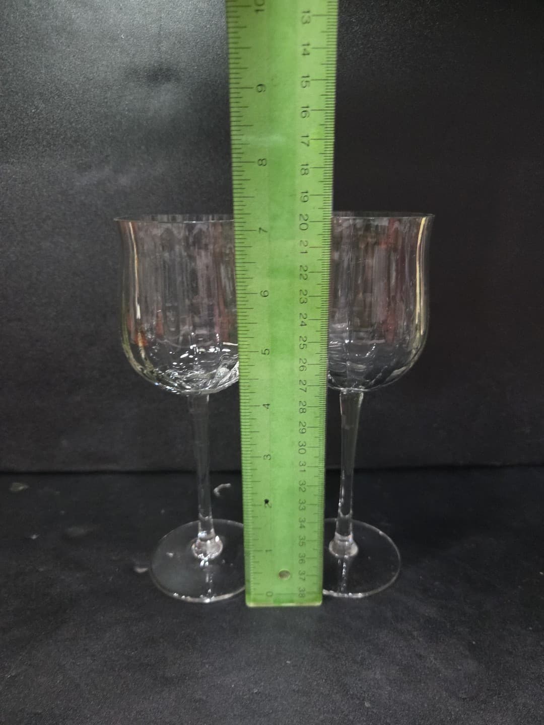 Vertical Cut Ribbed Optic Wine Glasses, Clear Water Goblets, Set of 2, Drinkware - Thumbnail 8