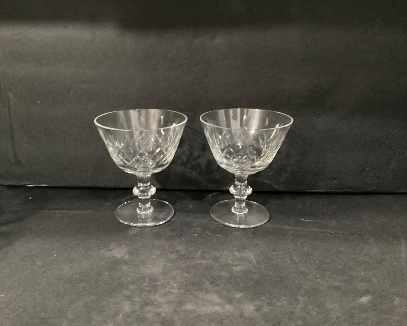 Edinburgh Crystal Criss-Cross Cut Cordial Sherbet Dessert Glasses Set Of 2 - Thumbnail 7