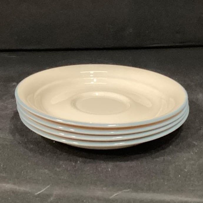 Corelle Coastal Breeze Saucers, Set of 4, Vintage Blue Rim Dishes, Tableware - Thumbnail 9