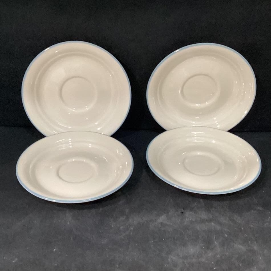 Corelle Coastal Breeze Saucers, Set of 4, Vintage Blue Rim Dishes, Tableware - Thumbnail 2