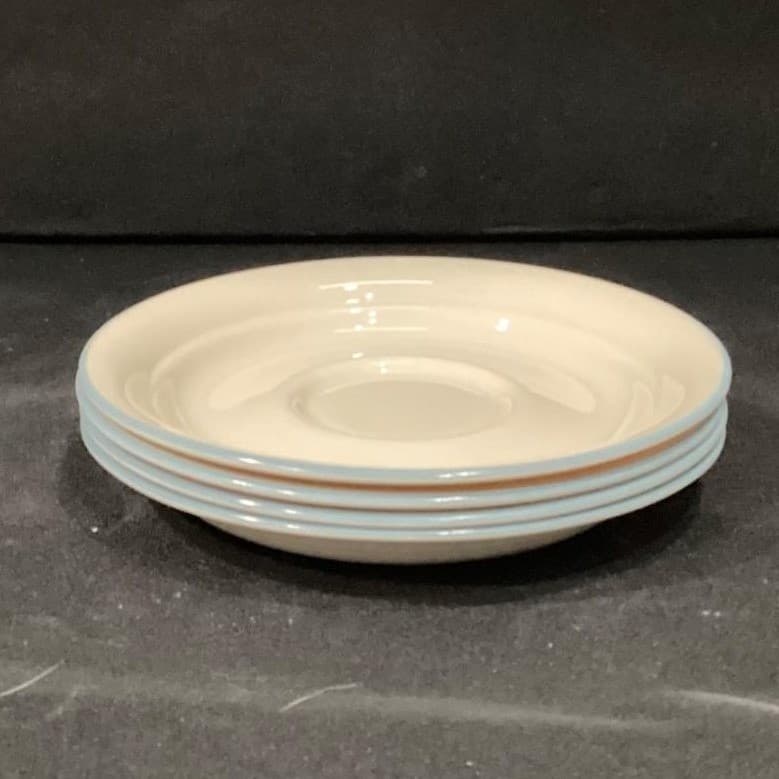 Corelle Coastal Breeze Saucers, Set of 4, Vintage Blue Rim Dishes, Tableware - Thumbnail 6