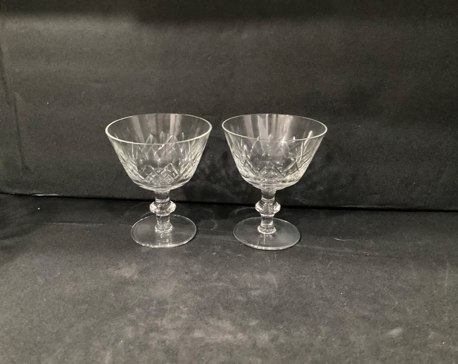 Edinburgh Crystal Criss-Cross Cut Cordial Sherbet Dessert Glasses Set Of 2 - Thumbnail 8