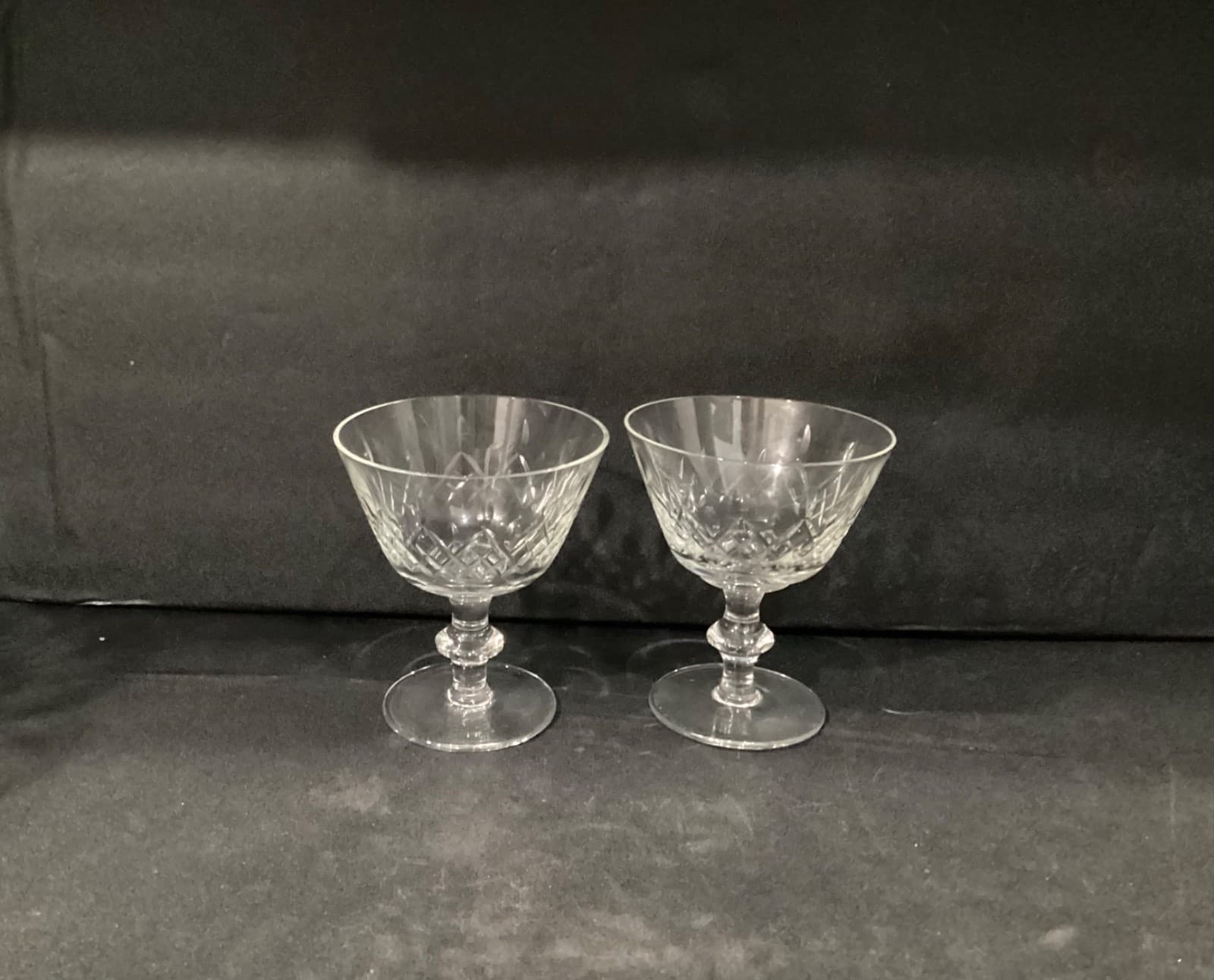 Edinburgh Crystal Criss-Cross Cut Cordial Sherbet Dessert Glasses Set Of 2 - Thumbnail 9