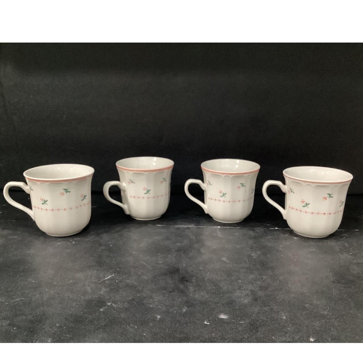 Sango Mystique Peach Coffee Cups #287, Set of 4, Vtg Stoneware Mugs, Drinkware - Thumbnail 2
