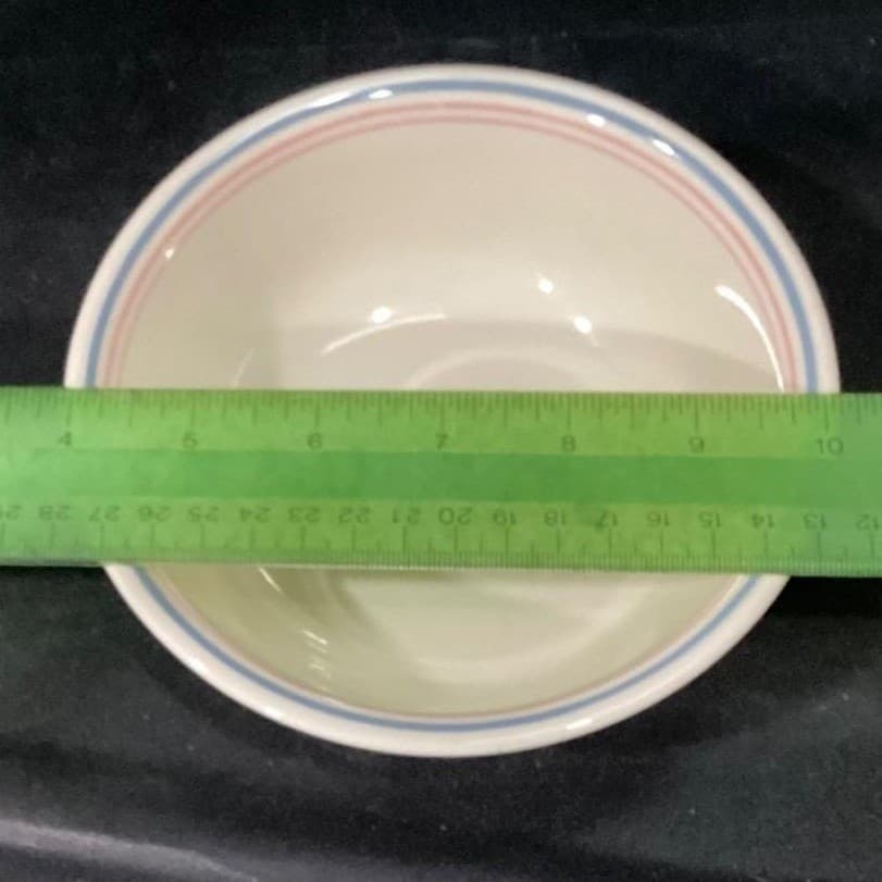 Corelle Corning Colonial Blue Cereal Bowls, Set Of 2, Vtg Pink Lines Dinnerware - Thumbnail 6