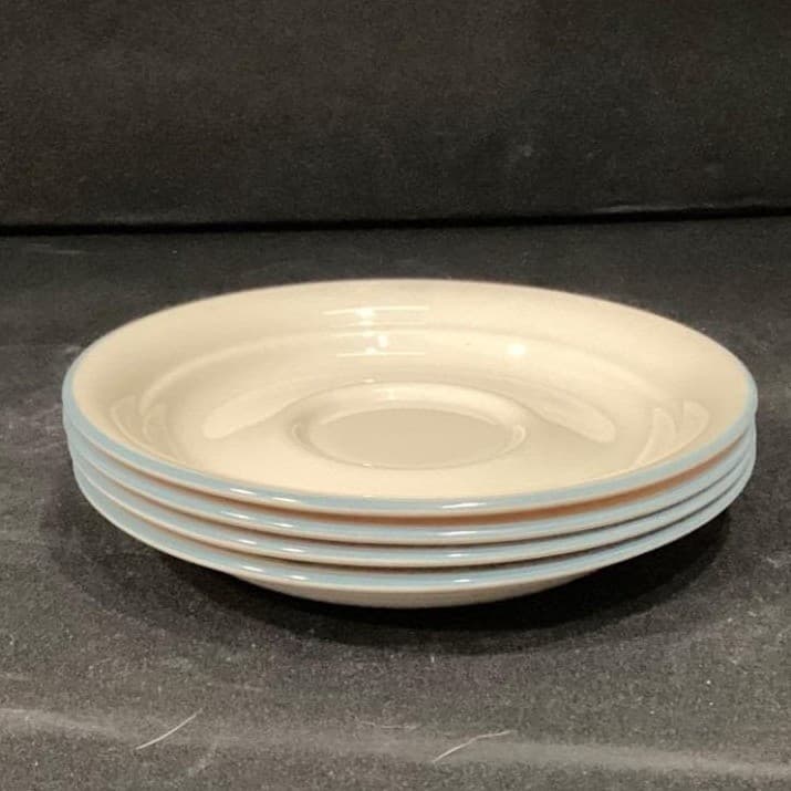 Corelle Coastal Breeze Saucers, Set of 4, Vintage Blue Rim Dishes, Tableware - Thumbnail 7