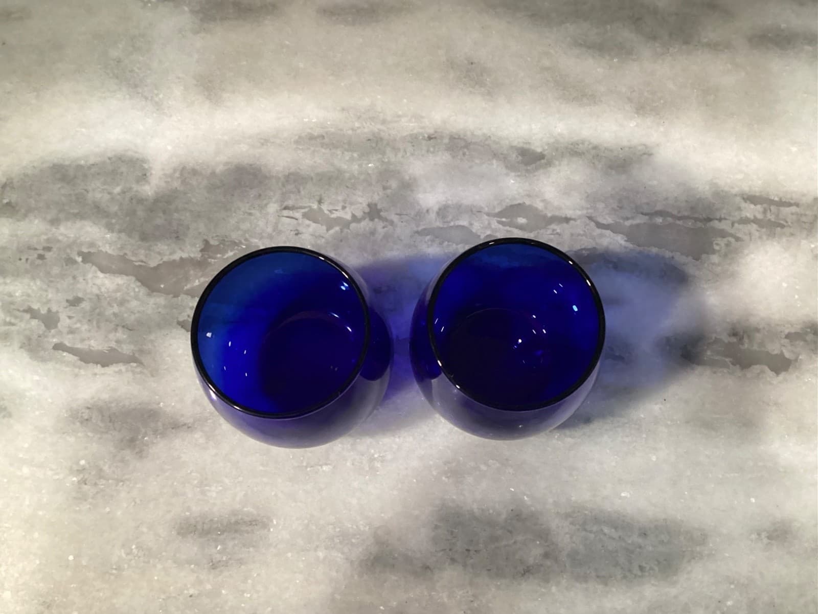 Cobalt Blue Stemless Wine Goblet Water Glasses Set of 2 - Thumbnail 3