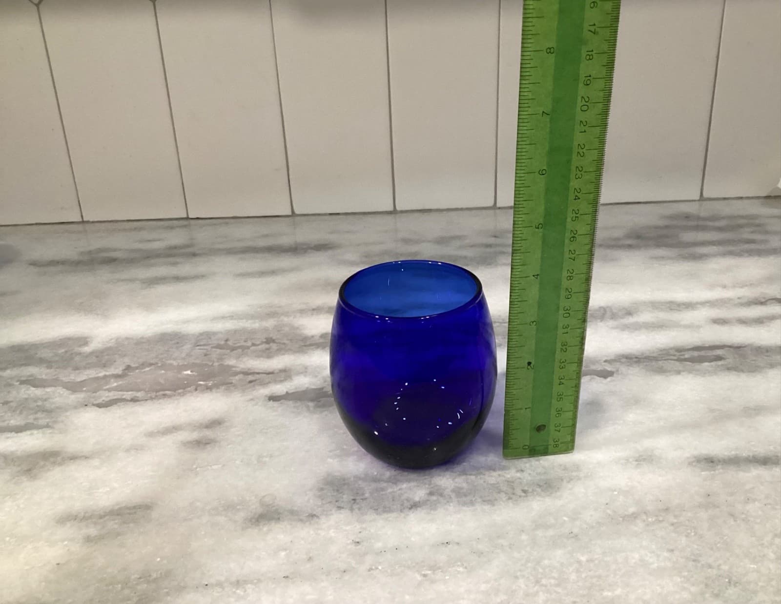 Cobalt Blue Stemless Wine Goblet Water Glasses Set of 2 - Thumbnail 5