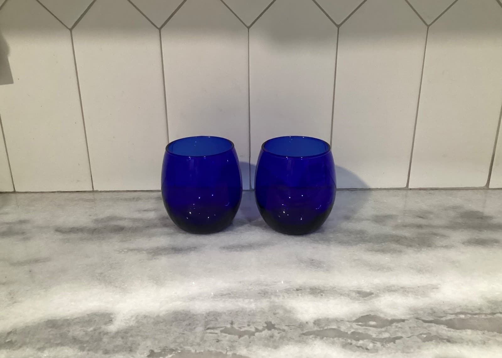 Cobalt Blue Stemless Wine Goblet Water Glasses Set of 2 - Thumbnail 10