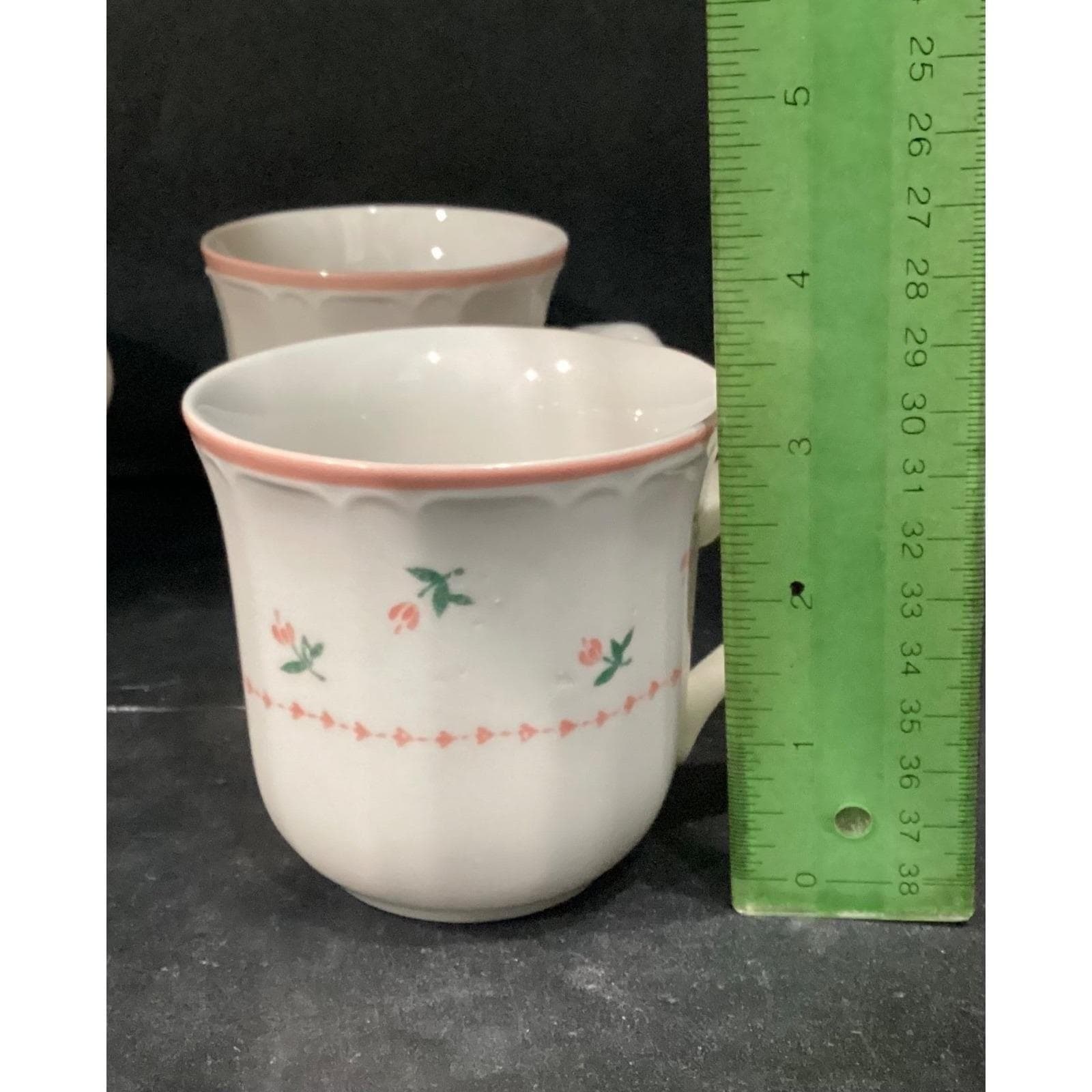 Sango Mystique Peach Coffee Cups #287, Set of 4, Vtg Stoneware Mugs, Drinkware - Thumbnail 8