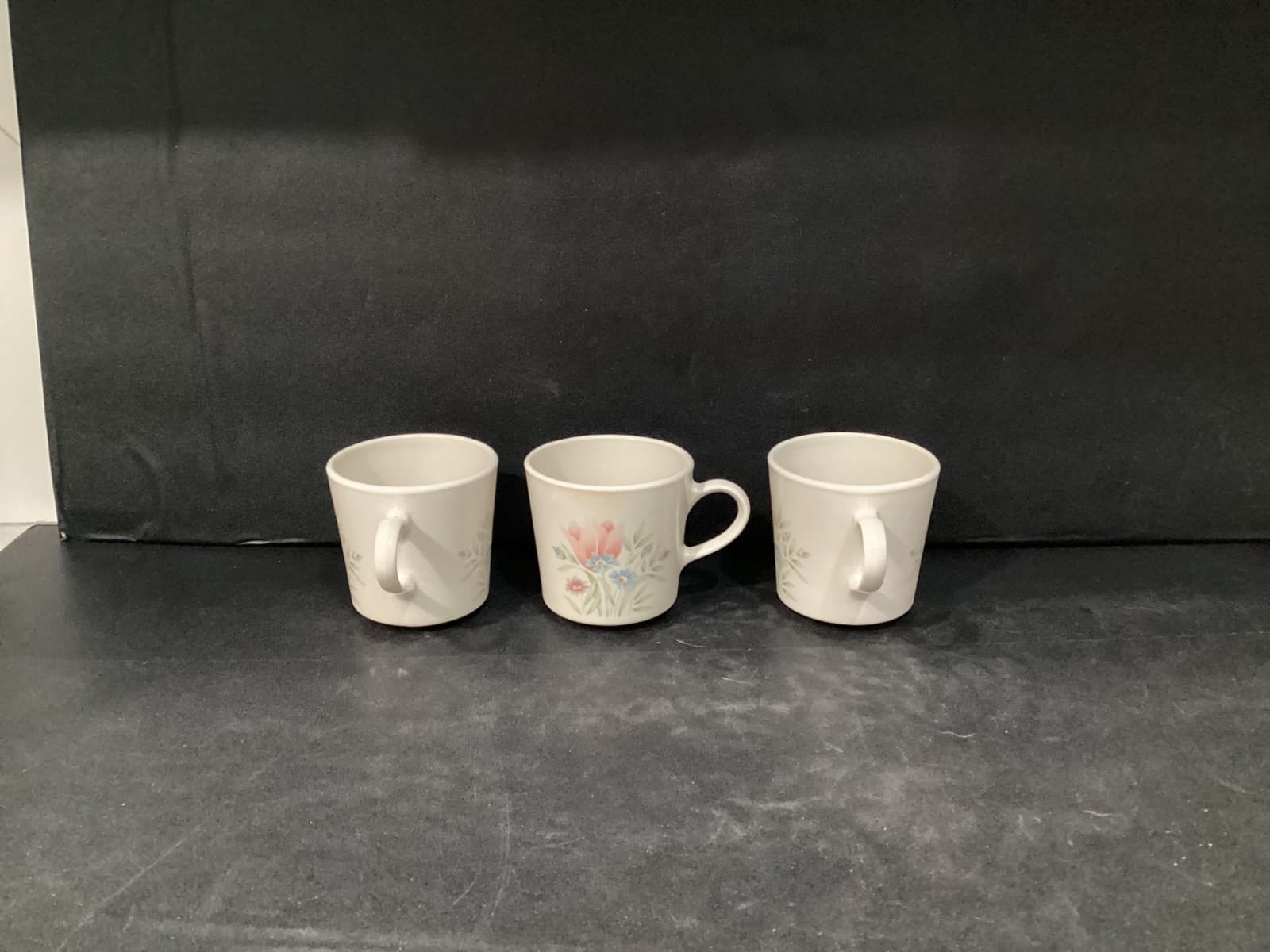 Set Of 3 Vintage Corning USA Tea Coffee Cups 3” French Garden Pattern 8 Fl Oz