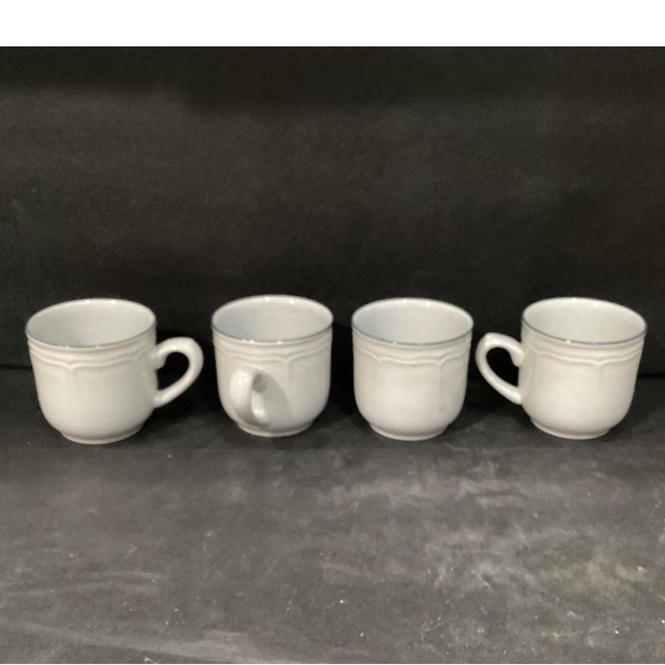 Inter-National Stoneware Coffee Cups, Set of 4, Vintage Blue Rim Mugs, Drinkware - Thumbnail 10