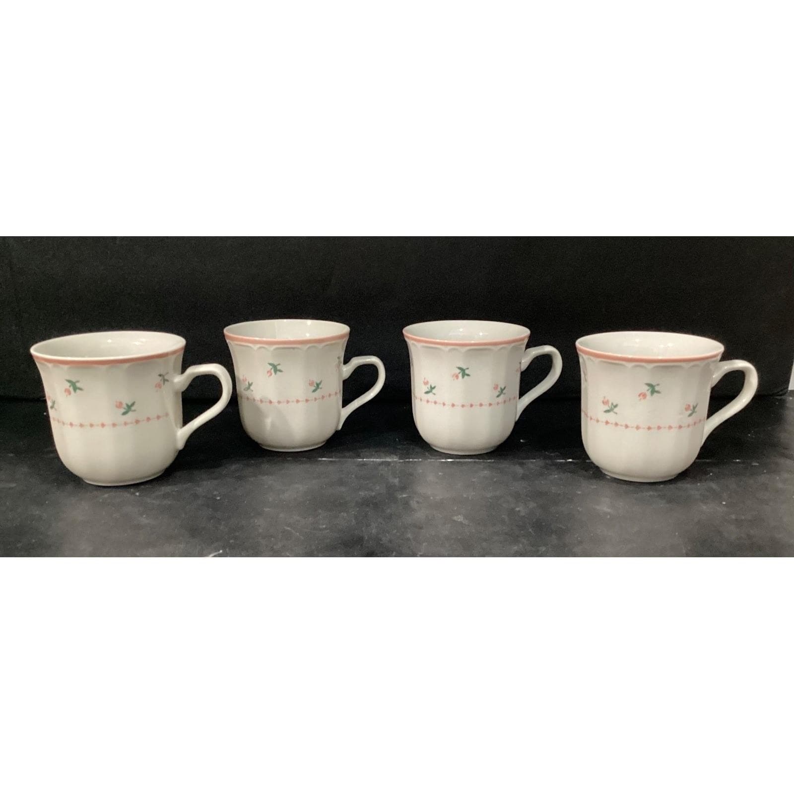 Sango Mystique Peach Coffee Cups #287, Set of 4, Vtg Stoneware Mugs, Drinkware - Thumbnail 5