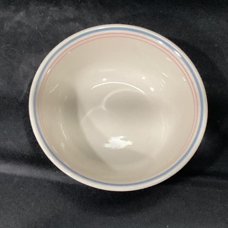 Corelle Corning Colonial Blue Cereal Bowls, Set Of 2, Vtg Pink Lines Dinnerware - Thumbnail 3