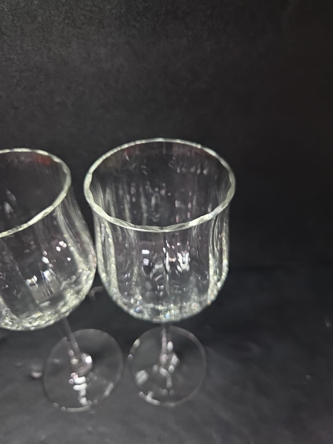 Vertical Cut Ribbed Optic Wine Glasses, Clear Water Goblets, Set of 2, Drinkware - Thumbnail 5