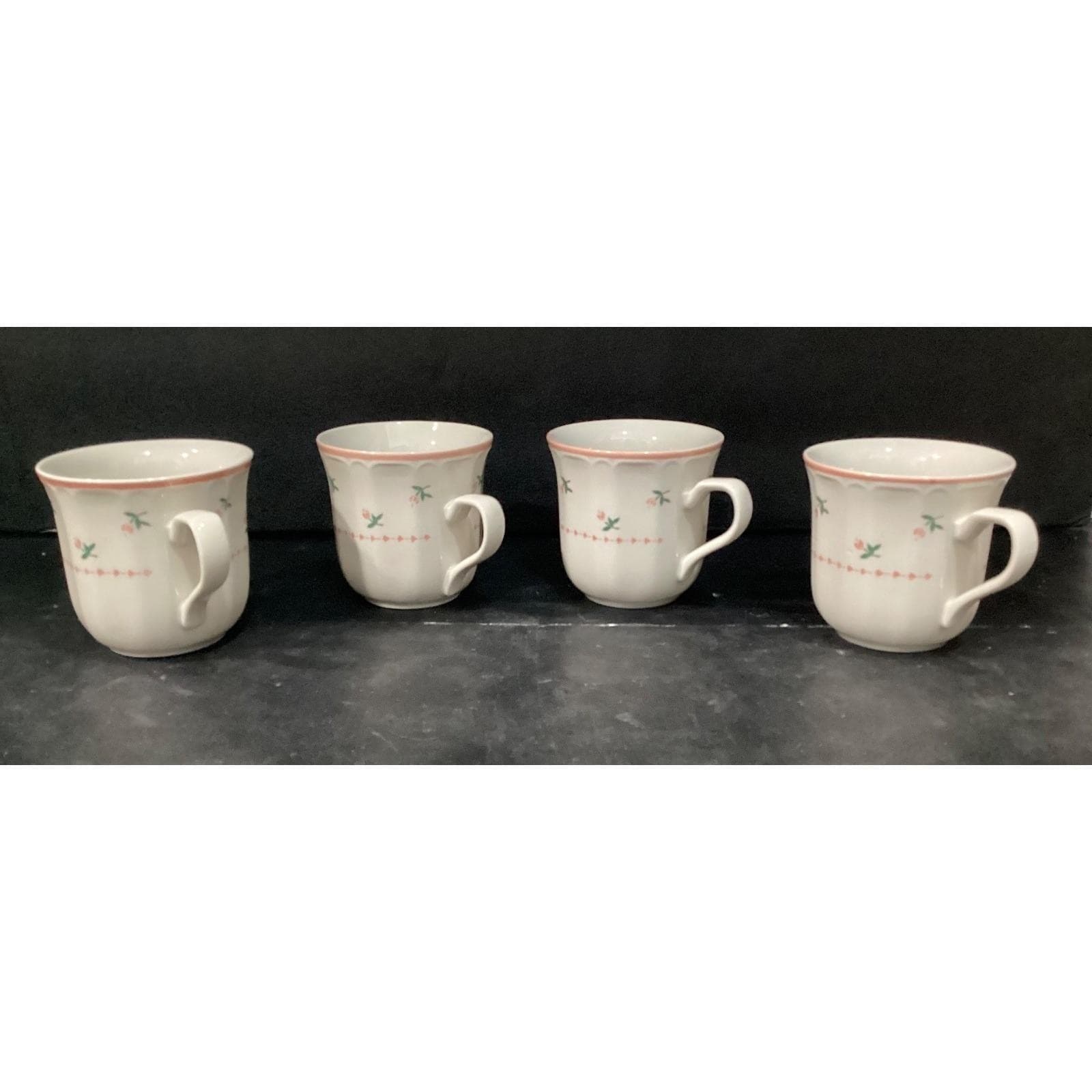 Sango Mystique Peach Coffee Cups #287, Set of 4, Vtg Stoneware Mugs, Drinkware - Thumbnail 4