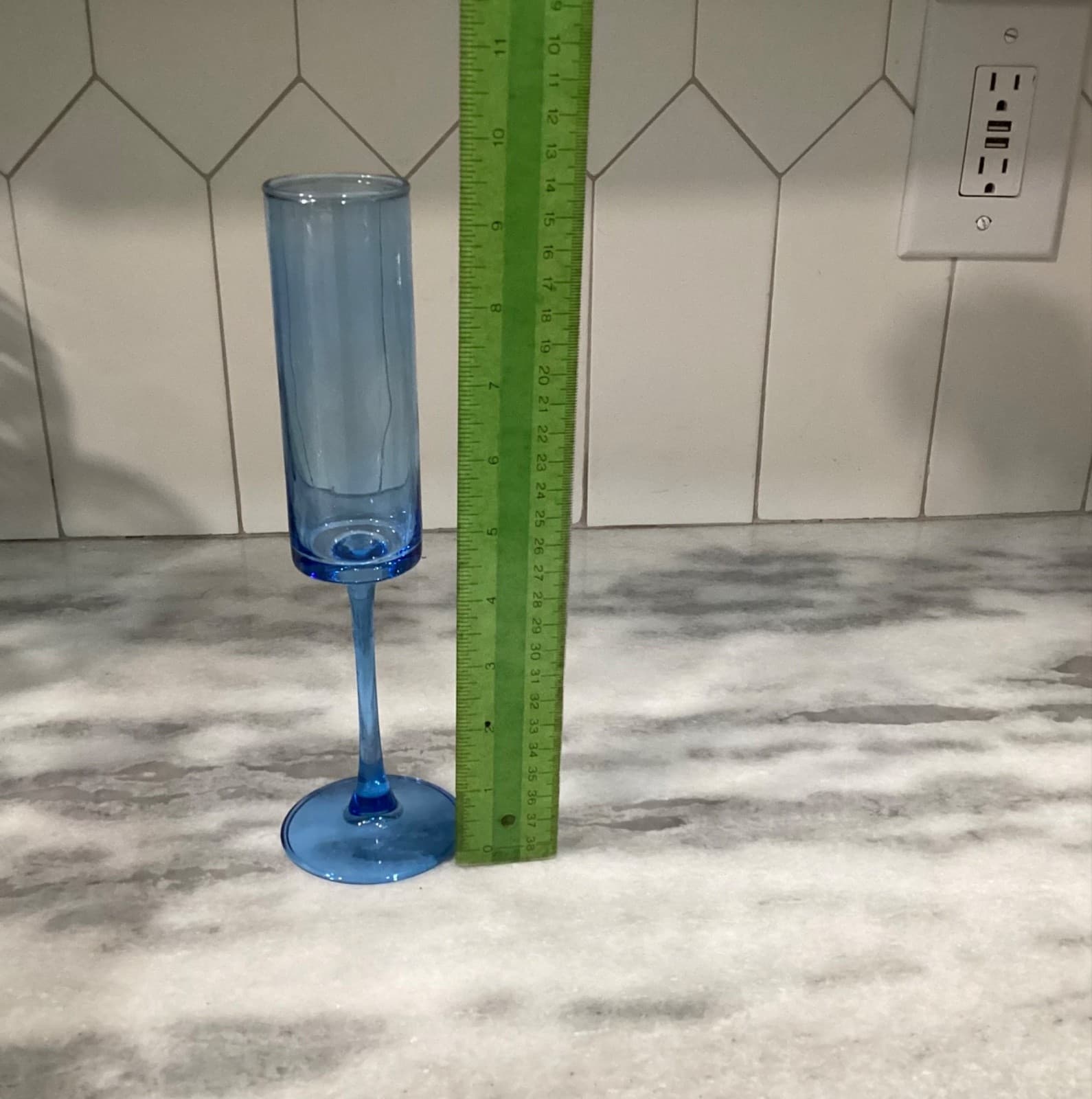 Champagne flutes 6oz Blue Cylinder Set Of 2 - Thumbnail 4