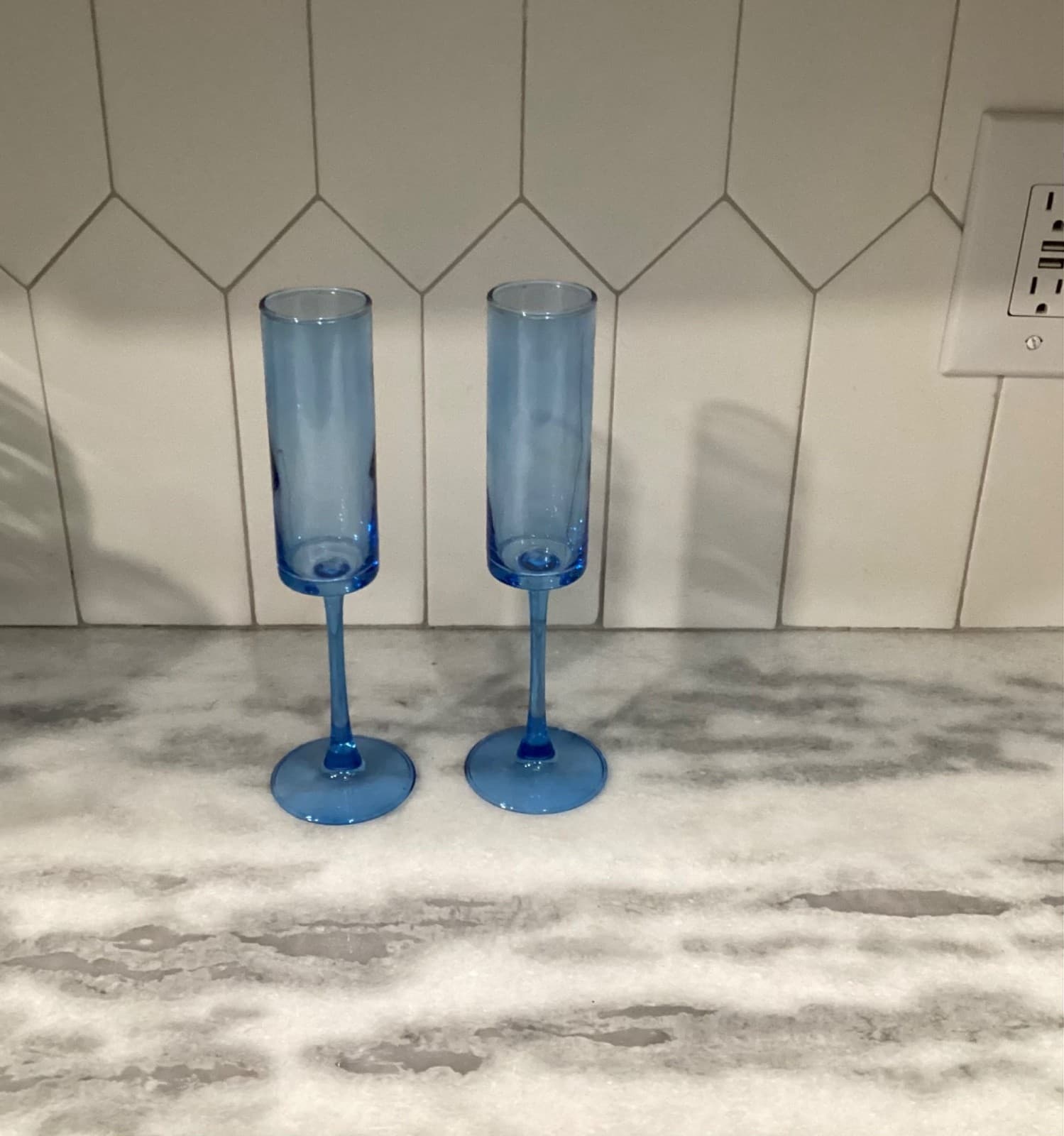 Champagne flutes 6oz Blue Cylinder Set Of 2 - Thumbnail 9