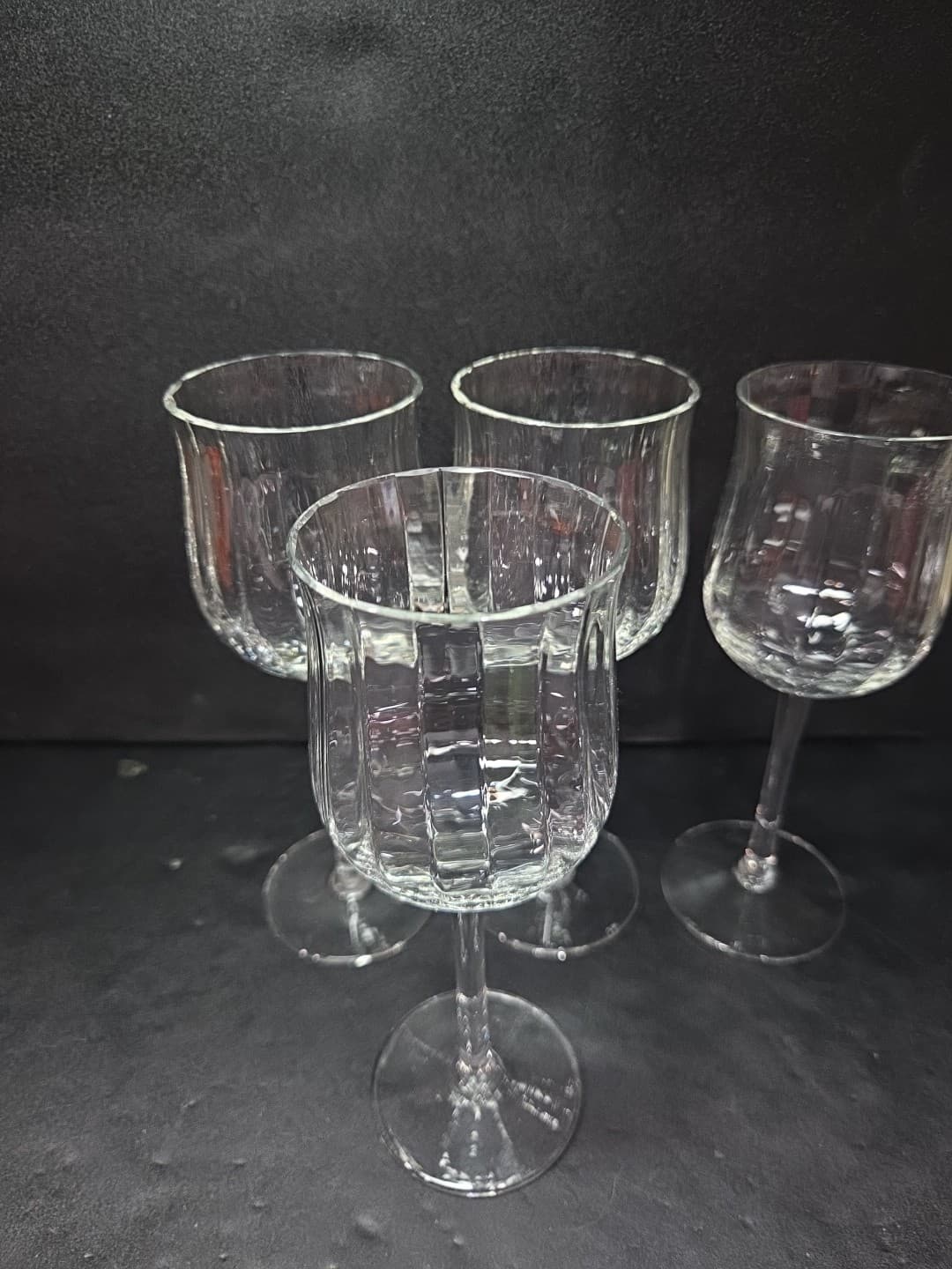 Vertical Cut Ribbed Optic Wine Glasses, Clear Water Goblets, Set of 4, Drinkware - Thumbnail 5