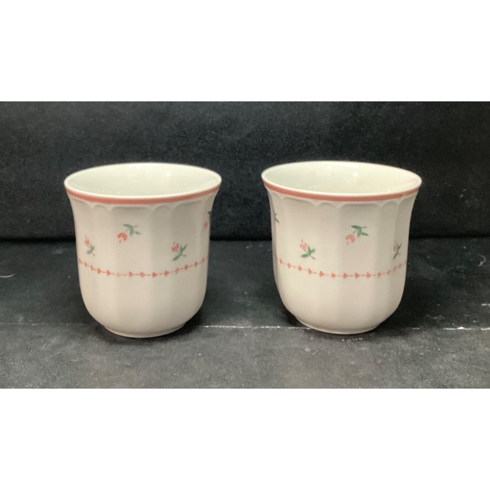 Sango Mystique Peach Coffee Cups #287, Set of 2, Vtg Stoneware Mugs, Drinkware - Thumbnail 4