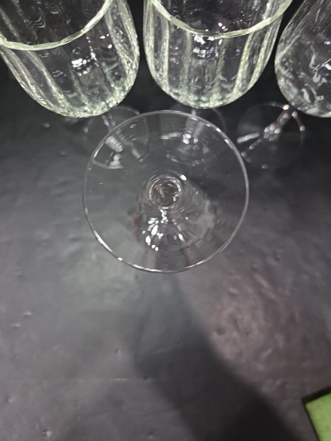 Vertical Cut Ribbed Optic Wine Glasses, Clear Water Goblets, Set of 4, Drinkware - Thumbnail 7