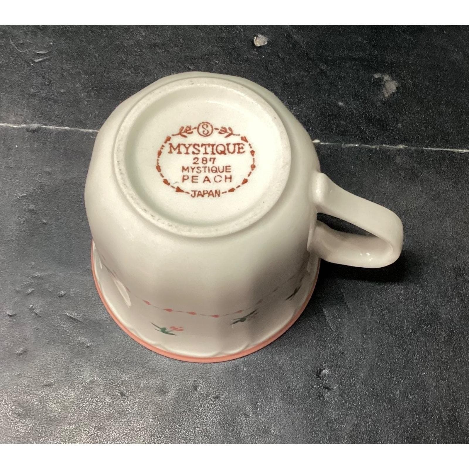 Sango Mystique Peach Coffee Cups #287, Set of 2, Vtg Stoneware Mugs, Drinkware - Thumbnail 9
