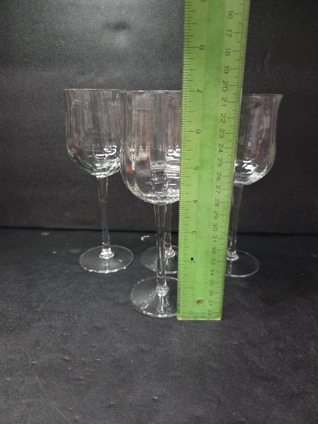 Vertical Cut Ribbed Optic Wine Glasses, Clear Water Goblets, Set of 4, Drinkware - Thumbnail 8