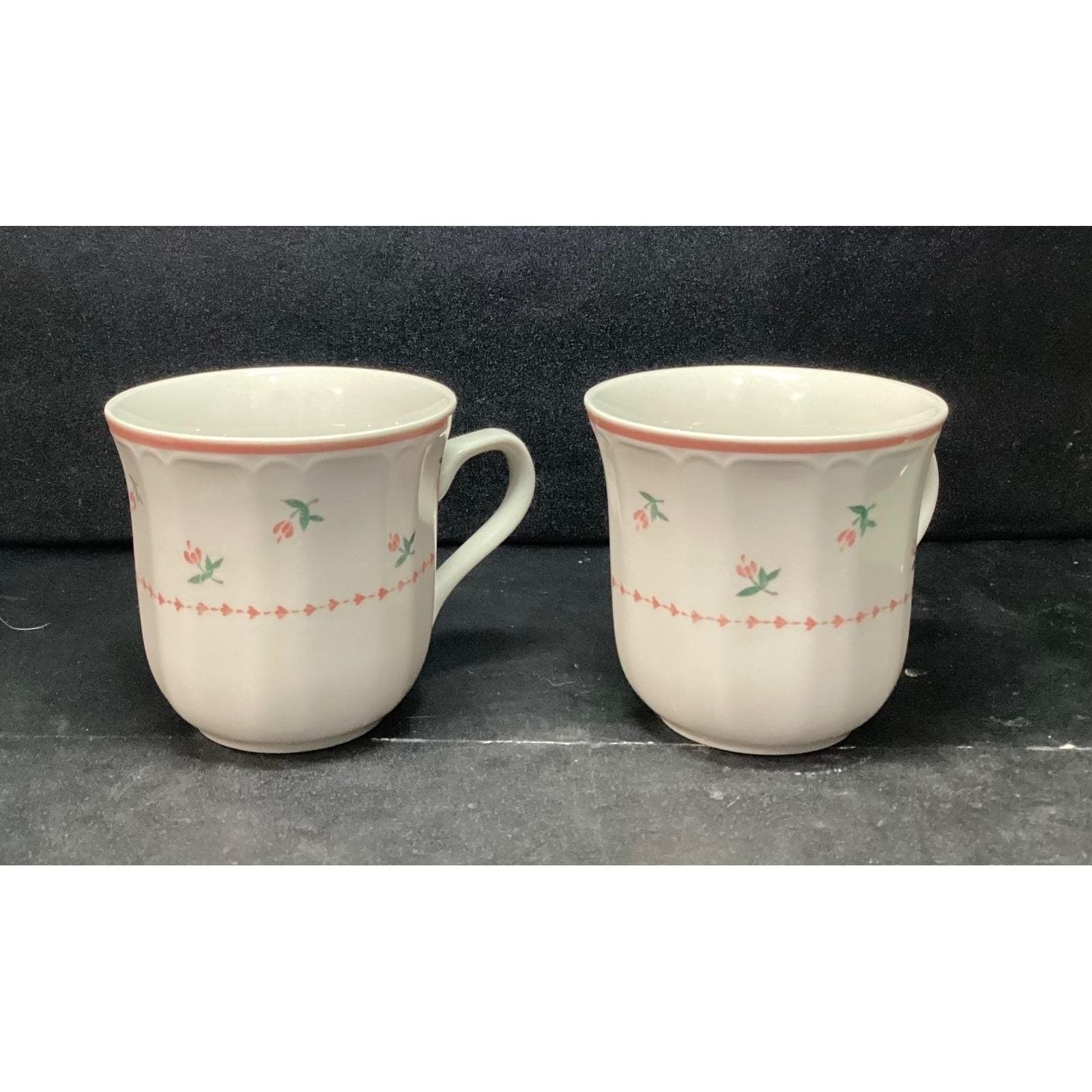 Sango Mystique Peach Coffee Cups #287, Set of 2, Vtg Stoneware Mugs, Drinkware - Thumbnail 3