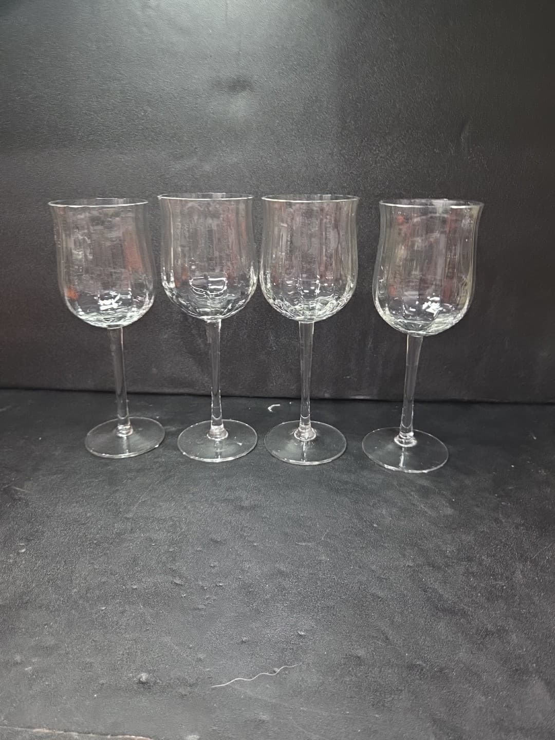 Vertical Cut Ribbed Optic Wine Glasses, Clear Water Goblets, Set of 4, Drinkware - Thumbnail 3