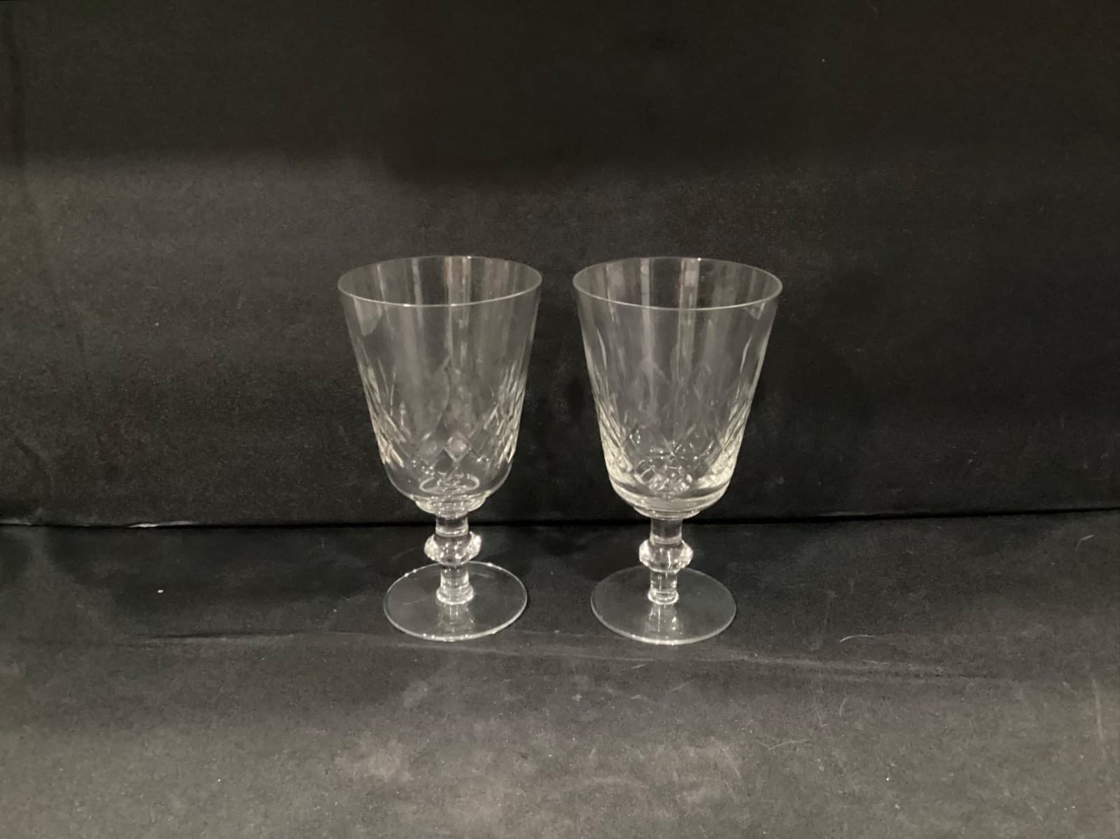 Edinburgh Cut Crystal Water Goblets Wafer Stem Crisscross Set Of 2 Vintage - Thumbnail 10