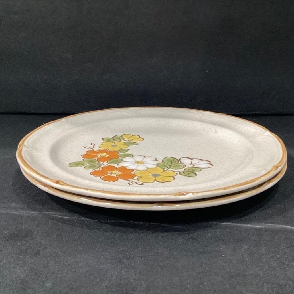 Set 2 Vintage Hearthside Stoneware Baroque Spring Garden Floral Dinner Plates - Thumbnail 10