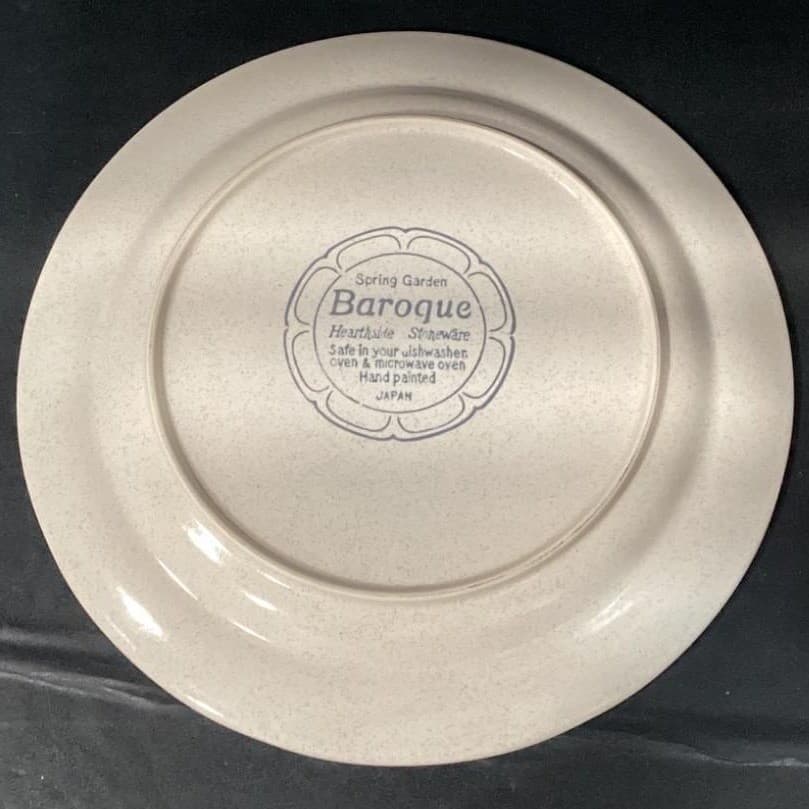 Set 2 Vintage Hearthside Stoneware Baroque Spring Garden Floral Dinner Plates - Thumbnail 4