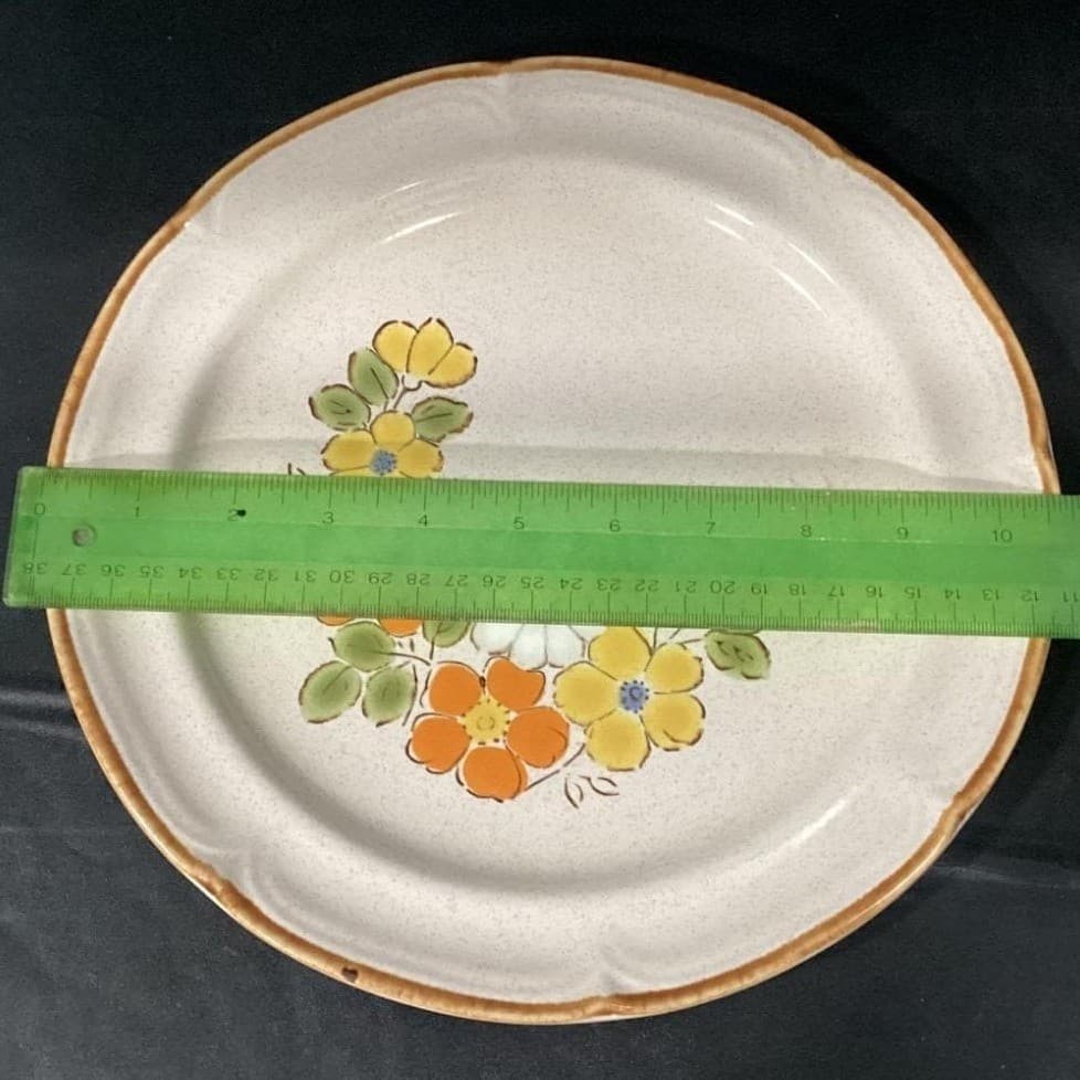 Set 2 Vintage Hearthside Stoneware Baroque Spring Garden Floral Dinner Plates - Thumbnail 6