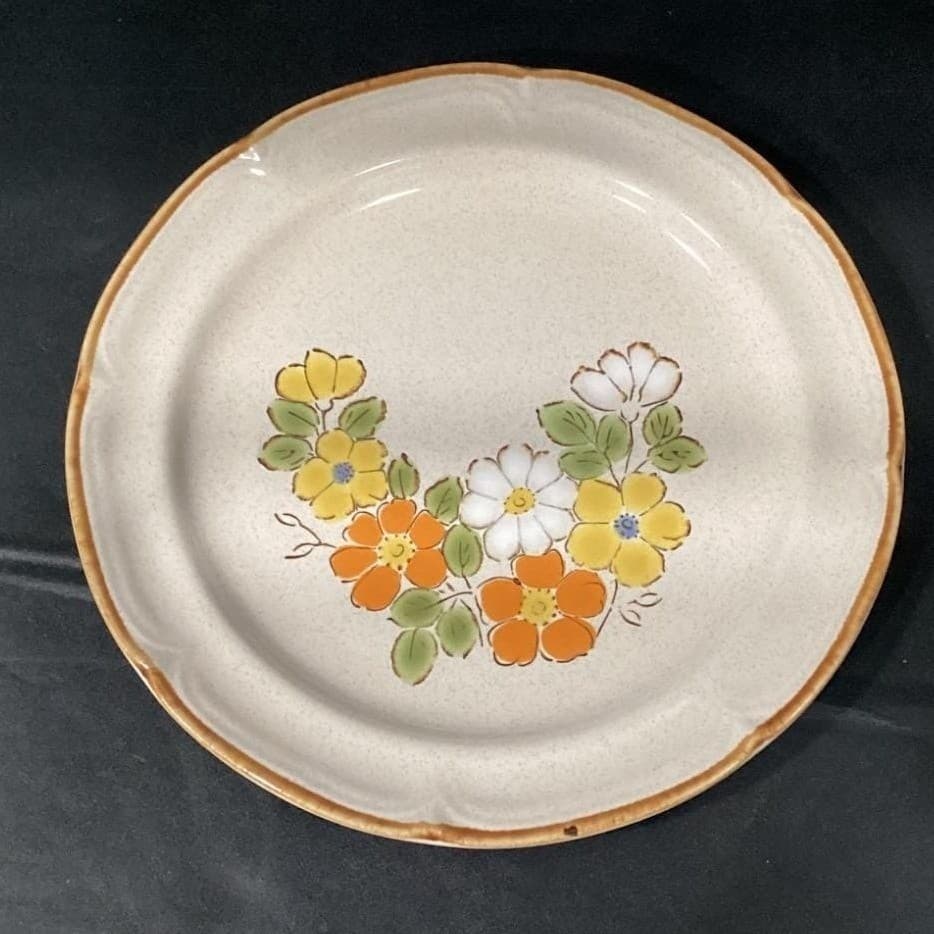 Set 4 Vintage Hearthside Stoneware Baroque Spring Garden Floral Dinner Plates - Thumbnail 3