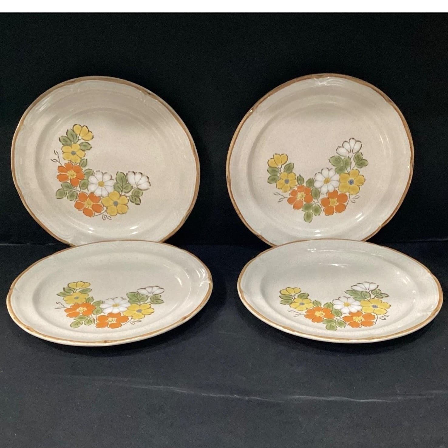Set 4 Vintage Hearthside Stoneware Baroque Spring Garden Floral Dinner Plates - Thumbnail 2