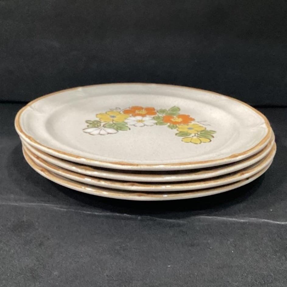 Set 4 Vintage Hearthside Stoneware Baroque Spring Garden Floral Dinner Plates - Thumbnail 9