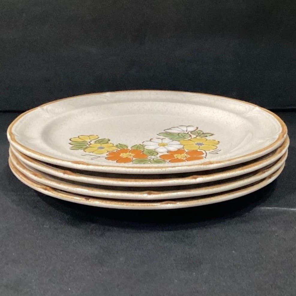 Set 4 Vintage Hearthside Stoneware Baroque Spring Garden Floral Dinner Plates - Thumbnail 7