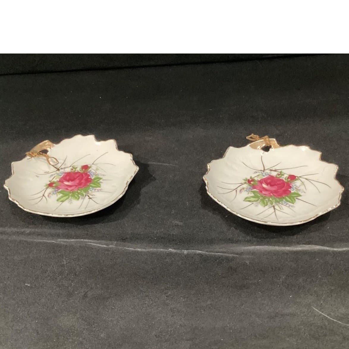 Vintage Leaf Shaped Trinket Dishes Stamped Badcock Furniture Made-Japan 1960 - Thumbnail 2