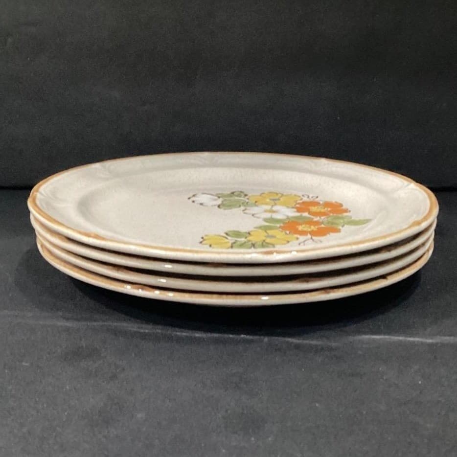 Set 4 Vintage Hearthside Stoneware Baroque Spring Garden Floral Dinner Plates - Thumbnail 8