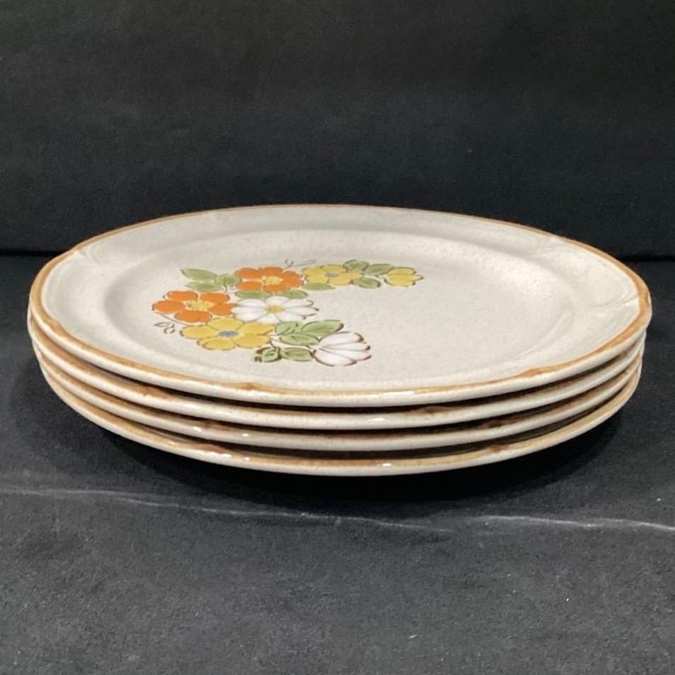 Set 4 Vintage Hearthside Stoneware Baroque Spring Garden Floral Dinner Plates - Thumbnail 10