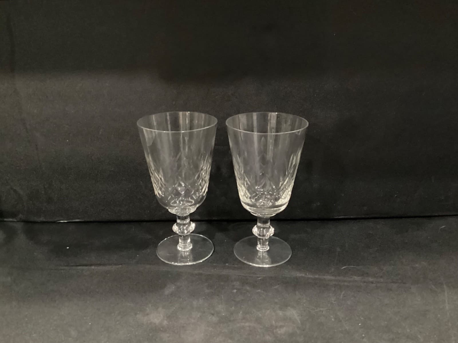 Edinburgh Cut Crystal Water Goblets Wafer Stem Crisscross Set Of 2 Vintage - Thumbnail 9