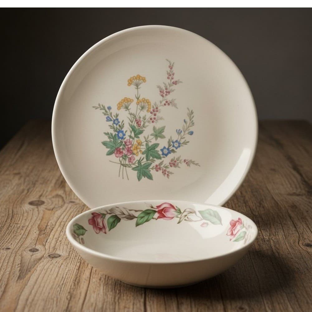 Universal Ballerina Oven Proof Floral Berry Bowl Bread Plate USA Vintage