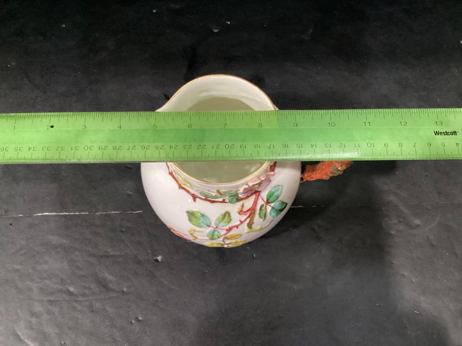 Antique EJD Bodley Cream Jug Relief-Moulded Flowers Berries Butterfly 1876 - Thumbnail 7