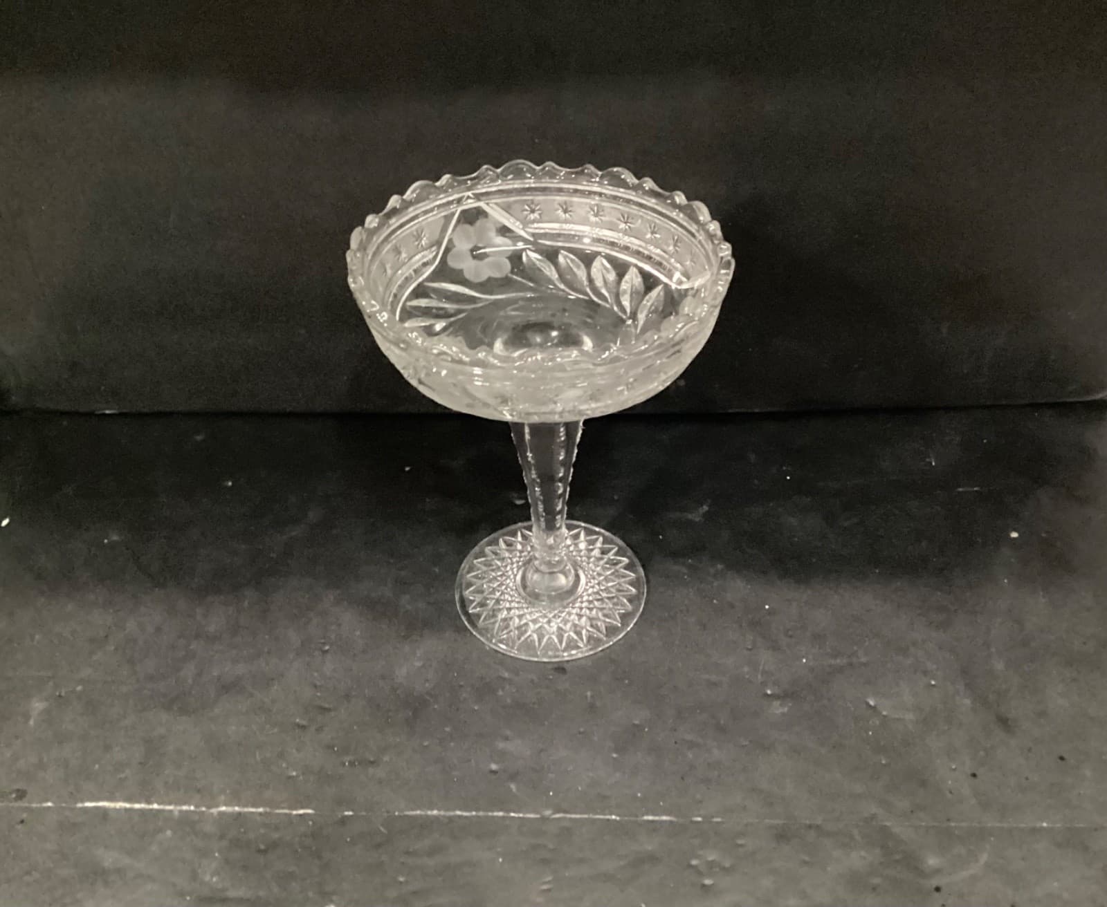 VINTAGE McKee Innovation 407 Zippered Pedestal Bowl Tazza Compote Brilliant - Thumbnail 2