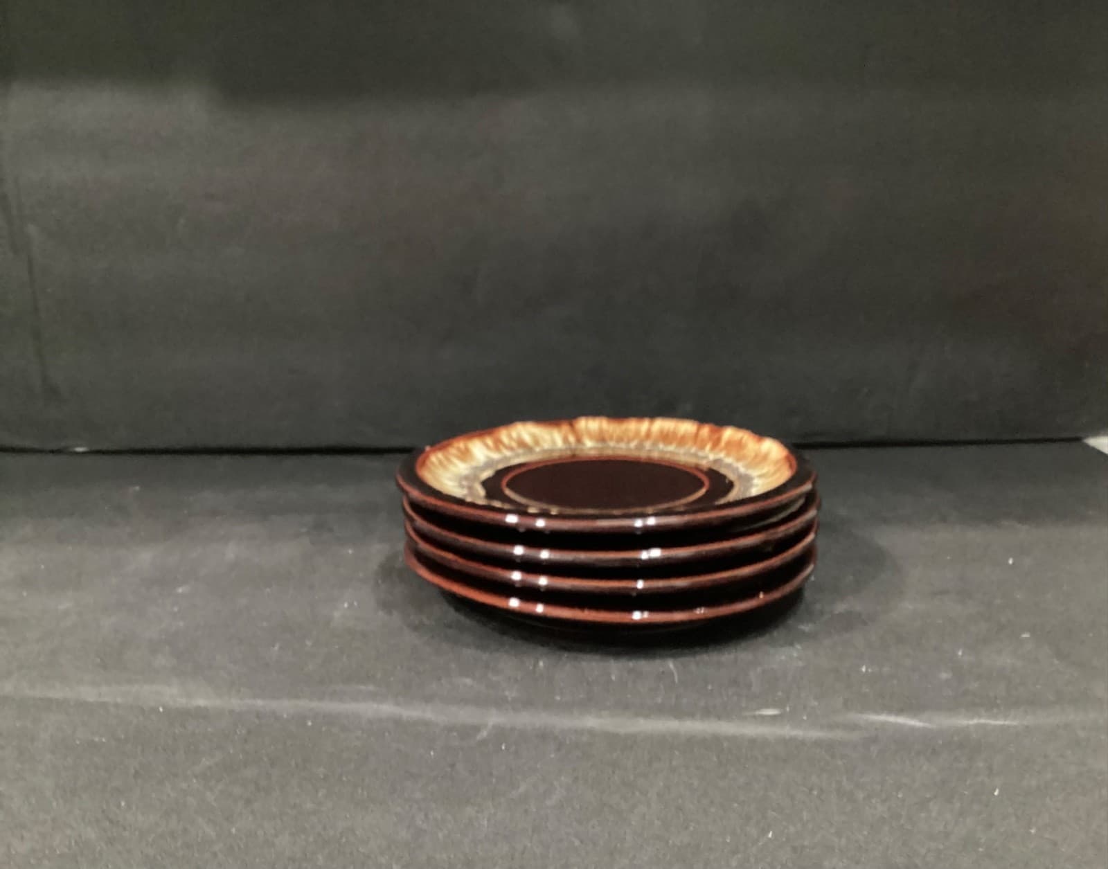 Vintage Pfaltzgraff Gourmet Brown Drip Coffee Tea Saucer Plates 6.75” Set of 4 - Thumbnail 5