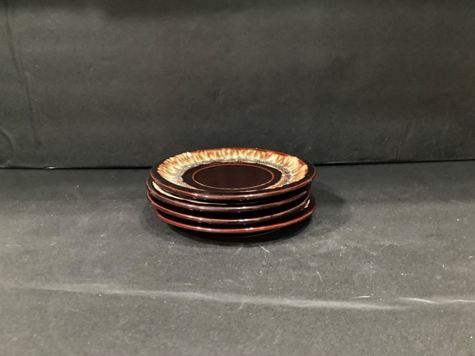 Vintage Pfaltzgraff Gourmet Brown Drip Coffee Tea Saucer Plates 6.75” Set of 4 - Thumbnail 8
