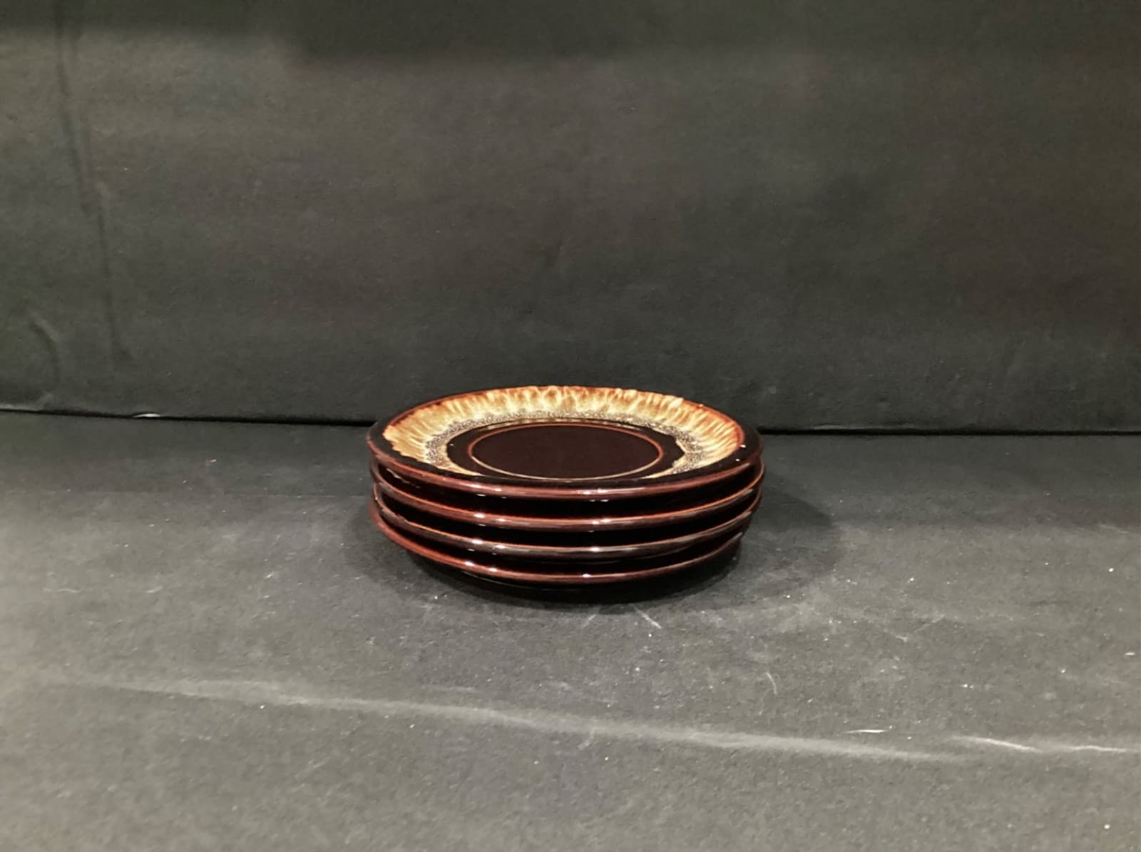 Vintage Pfaltzgraff Gourmet Brown Drip Coffee Tea Saucer Plates 6.75” Set of 4 - Thumbnail 7